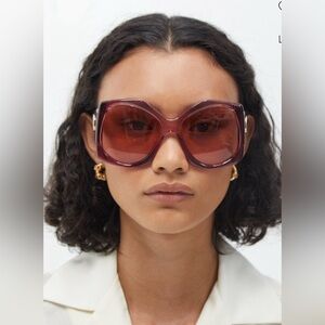 Gucci GGO8755 Pink/Burgundy Oversized Butterfly Acetate Sunglasses 62-16-120
